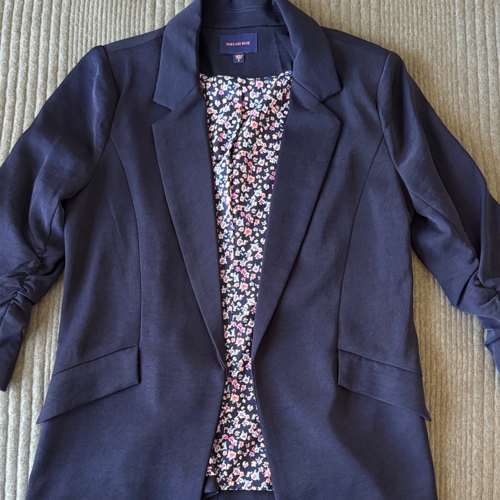 Who What Wear Navy Blazer with Floral Lining